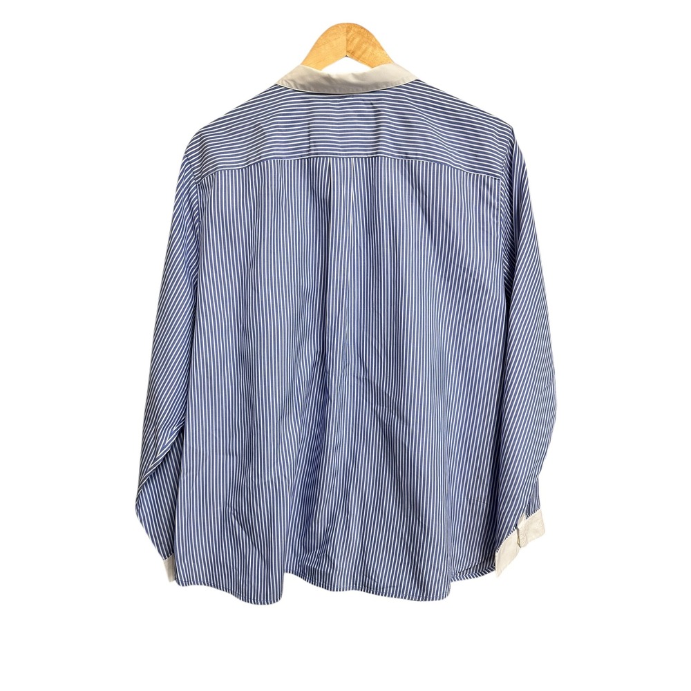 Marie‎ Marot X J.Crew Thomas Mason cotton poplin Blue White Stripe Shirt size 20 - Picture 7 of 7